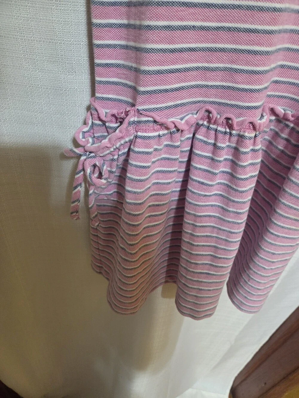 Ralph Lauren Girl’s XL 16 Tank Dress Summer Polo Mesh Striped Pink Blue White